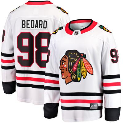 Connor Bedard – Weißes Chicago Blackhawks-Auswärtstrikot für Herren mit Breakaway-Spieler Image