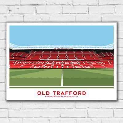 Manchester United Old Trafford SAF Stand Illustration Print – A2 Image