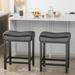 24" Counter Height Stools Set of 2 Saddle PU Leather Bar Stools - 18.5 x 14.2 x 24.6 in