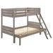 Twin over Full Bunk Bed Set, Slatted Guard Rails, Weathered Taupe Wood