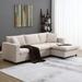 Convertible Sectional Sofa Couch, 4 Seat L-Shaped Sofa with Ottoman and 2 Free Pillows, Modern Sofa Couch for Living Room