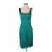 Calvin Klein Cocktail Dress - Party Square Sleeveless: Teal Print Dresses - Women's Size 4