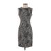 Calvin Klein Casual Dress - Sheath Crew Neck Sleeveless: Black Leopard Print Dresses - Women's Size 2