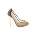 Giuseppe Zanotti Heels: Pumps Stiletto Cocktail Party Tan Print Shoes - Women's Size 35 - Almond Toe