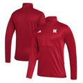 Men's adidas Scarlet Nebraska Huskers Stadium Knit Quarter-Zip Pullover Jacket
