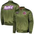 Men's Mitchell & Ness Olive Toronto Raptors Hardwood Classics Retro Satin Full-Zip Jacket