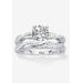 Women's 1.79 Cttw. 2-Piece Round .925 Sterling Silver Cubic Zirconia Wedding Ring Set by PalmBeach Jewelry in Silver (Size 8)