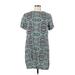 H&M Casual Dress - Shift: Teal Acid Wash Print Dresses - Women's Size 12