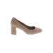 Saks Fifth Avenue Heels: Pumps Chunky Heel Classic Tan Print Shoes - Women's Size 9 - Round Toe