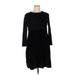 The Lines In Between Casual Dress - Sweater Dress: Black Solid Dresses - Women's Size X-Large