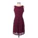 Mystic Casual Dress - A-Line High Neck Sleeveless: Burgundy Print Dresses - Women's Size Small