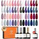 Modelones 32Pcs Gel Nail Polish Set, 28 Colors All Seasons Gel Polish with Glossy& Matte Gel Top Coat No Wipe Base Coat and Nail Primer Nude Pink Purple Red Blue Glitter Black Nails Gift DIY Home