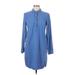 Tommy Hilfiger Casual Dress - Shift High Neck Long sleeves: Blue Print Dresses - Women's Size Large