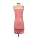 BB Dakota Casual Dress - Bodycon Square Sleeveless: Pink Print Dresses - Women's Size X-Small