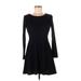 The Children's Place Casual Dress - A-Line Scoop Neck Long sleeves: Black Print Dresses - Women's Size X-Large