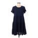 Sugar Lips Casual Dress - Midi: Blue Solid Dresses - Women's Size Medium