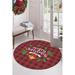 Green/Red 55 x 55 x 0.1 in Area Rug - The Holiday Aisle® Round Jolana Area Rug w/ Non-Slip Backing Polyester/Cotton | 55 H x 55 W x 0.1 D in | Wayfair