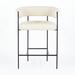 Orren Ellis Mikra Leather Counter Stool - Veronique Collection Leather/Metal/Faux leather in Black/Brown | 35.5 H x 25.5 W x 23 D in | Wayfair