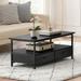 Ebern Designs Algernon 4 Legs Coffee Table w/ Storage Wood/Metal in Black/Brown/Gray | 18 H x 39 W x 20 D in | Wayfair
