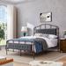 House of Hampton® Jaizen Metal Bed Upholstered/Velvet/Metal in Gray | 57 H x 63 W x 83 D in | Wayfair CCEE5DCCDE3A4401A93288B2DE04BF35