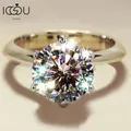 IOGOU-Bague de Fiançailles et de Mariage en Moissanite pour Femme Bijoux en Or Jaune et Argent 925