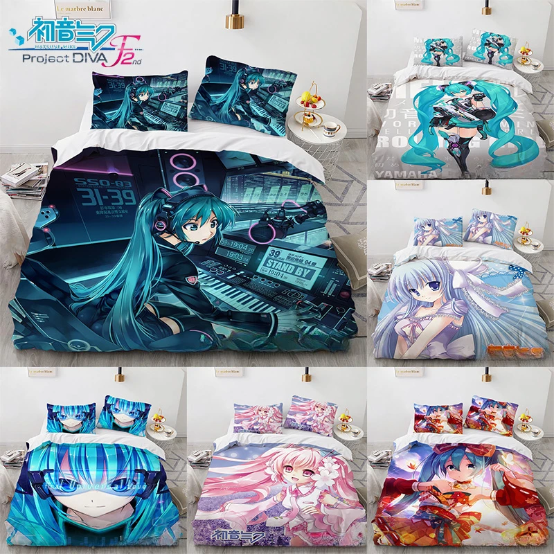 Anime Hatsune Miku ensemble de literie Kawaii housse de couette taie d