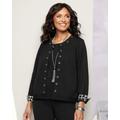 Draper's & Damon's Women's Alfred Dunner Animal Trim Ponte Jacket - Black - XL