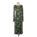 Old Navy Casual Dress - Midi Crew Neck Long sleeves: Green Camo Dresses - Women's Size Small