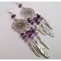 Amethyst Dreamcatcher Earrings Dream Catcher Earrings Amethyst Earrings Tribal Jewelry