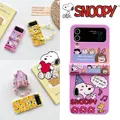 Cartoon Snoopy Hard Phone Case for Samsung Galaxy Z Flip 5 4 3 Animation Protective Pc Cover Kawaii