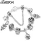 BAOPON Silver Color Vivid Owl Dangles Beads Charm Bracelets & Bangles With Snake Chain Bracelets For