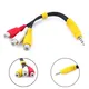 Splitter 3 5mm to 3 RCA Female Audio Video Cable Composite AV Adapter Cord for TV VCR Projector