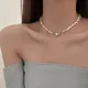 Korean Pearl Chain Choker Necklace Magnetic Heart Pendant Necklace for Women Girls 2023 Fashion