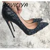 12cm Schuhe Sexy Frauen Schwarz Hohe Ferse Schuhe Spitz Apricot Partei Stiletto Heels plus größe 33