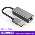 2500Mbps Wired Network Card USB Ethernet Adapter USB 3.0 to RJ45 Type C to RJ45 LAN Adapter Cable