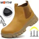 Men Security Leather Boots Steel Toe Shoes Puncture-Proof Work Boots Waterproof Indestructible Shoes