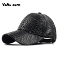 YOYOCORN Hohe Qualität Leder Kappe für Männer Solide Winter Pu Leder Baseball Caps Marke Snapback