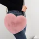 Mode frauen Herzförmige Handtaschen Nette Kawaii Faux Pelz Umhängetaschen Geldbörse Plüsch Kette Schulter Tasche Dame Handtasche
