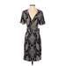 Just Cavalli Casual Dress - Wrap V Neck Short sleeves: Gray Snake Print Dresses - Women's Size 40