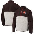 Men's '47 Brown/Oatmeal Cleveland Browns Color Block Kodiak Half-Zip Jacket