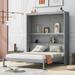 Queen Size Storage Bed with Storage Drawer and 2 Little Shelves, Queen Murphy Wall Bed, Wooden Queen Platform Bed Frame