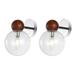 SAFAVIEH Rio LED Dark Walnut Metal Wall Sconce with Clear Shade Set of 2