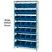 Quantum Storage Systems WR7-245 Chrome Wire Shelving with 24 Giant Plastic Stacking Bins Blue - 36 x 12 x 74 in.