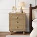 3-Drawer Nightstand, Wood Bed Side Table with Solid Wood Legs for Bedroom