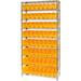 Quantum Storage Systems WR9-205 Chrome Wire Shelving with 64 6 in. Plastic Shelf Bins Yellow - 36 x 24 x 74 in.