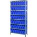 Quantum Storage Systems 1275-SB801 Steel Shelving with 56 8 in. Plastic Shelf Bins Blue - 36 x 12 x 75 in.