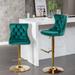 Set of 2 Velvet Swivel Bar Stools Adjusatble Seat Height from 25-33 Inch, Metal Base Kitchen Island Stools with Nailheads