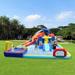 7 in 1 Inflatable Slide Water Park Trampoline Bouncing House Yard Garden with Splash Pool & Water Gun & Basketball & Climbing Wall & Dual Pools & Soccer