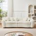 Beige 87.7" U-Style Curved Loveseat: Teddy Fabric, Removable Covers, Standard Design