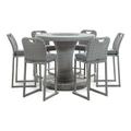 Furniture of America Hiburan Faux Wicker 7-Piece Patio Bar Table Set with Ice Bucket Gray